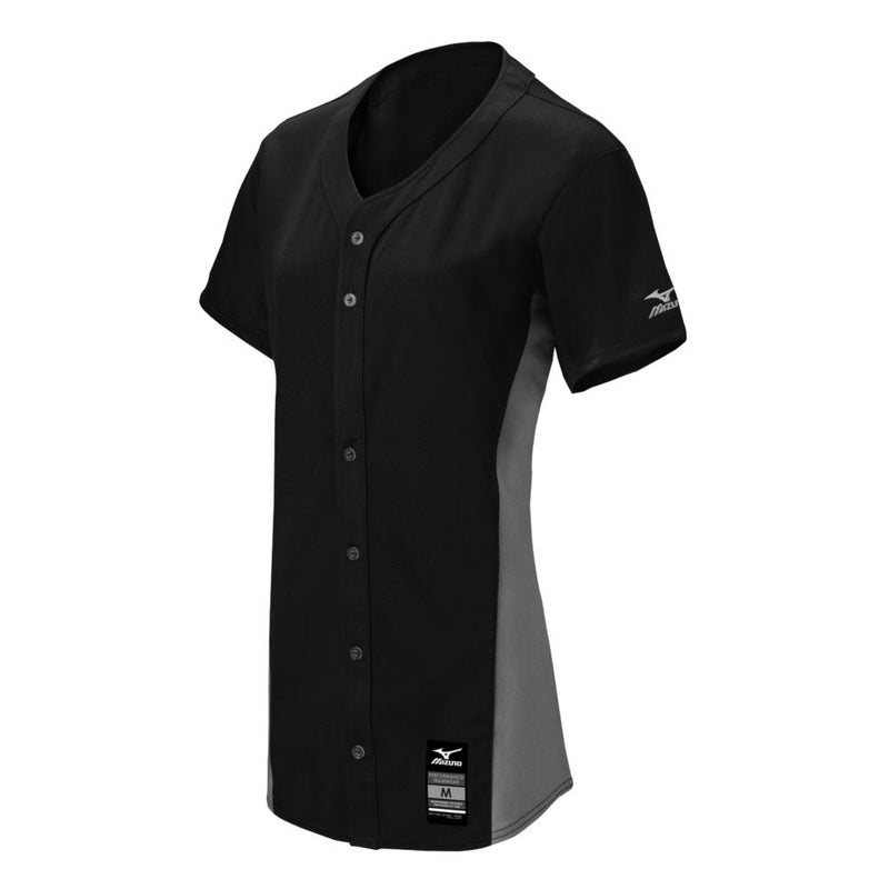 Mizuno Women's Pro Full-Button Game Jersey, Black/Grey, Medium - Image 5