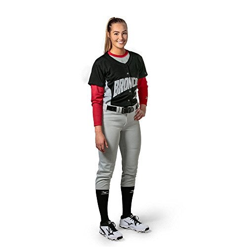 Mizuno Women's Pro Full-Button Game Jersey, Black/Grey, Medium - Image 2