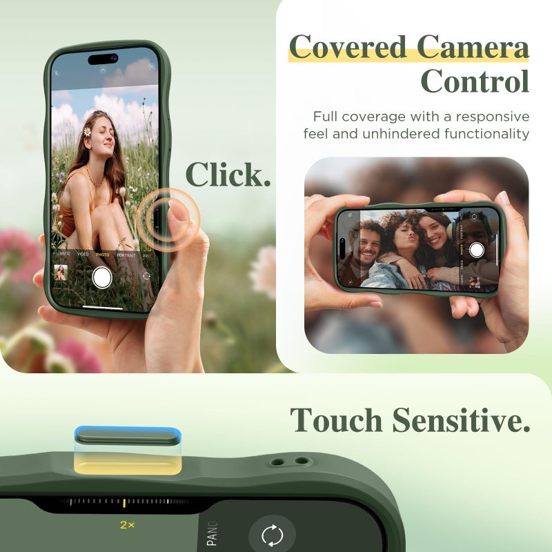 GVIEWIN for iPhone 17 Pro Case Compatible with MagSafe [Curly Wave Edge][Full Camera Protection]Floral Translucent Shockproof Magnetic Women Phone Case for iPhone 17 Pro 6.3'', Floratopia/Forest Green - Image 5