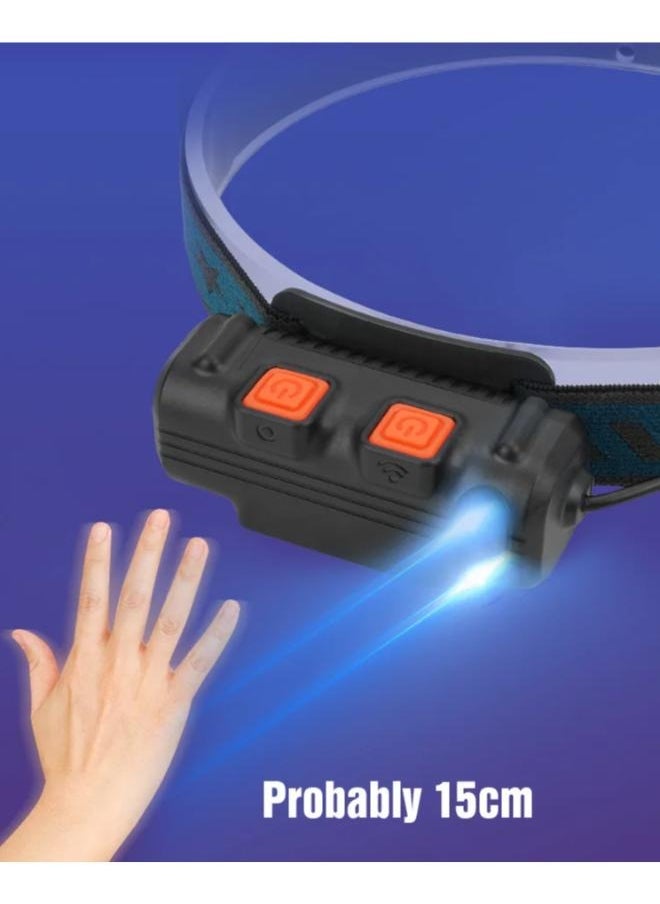 USB Rechargeable Safety Warning Induction Flashlight Headlights Waterproof Running Lighting W6782
