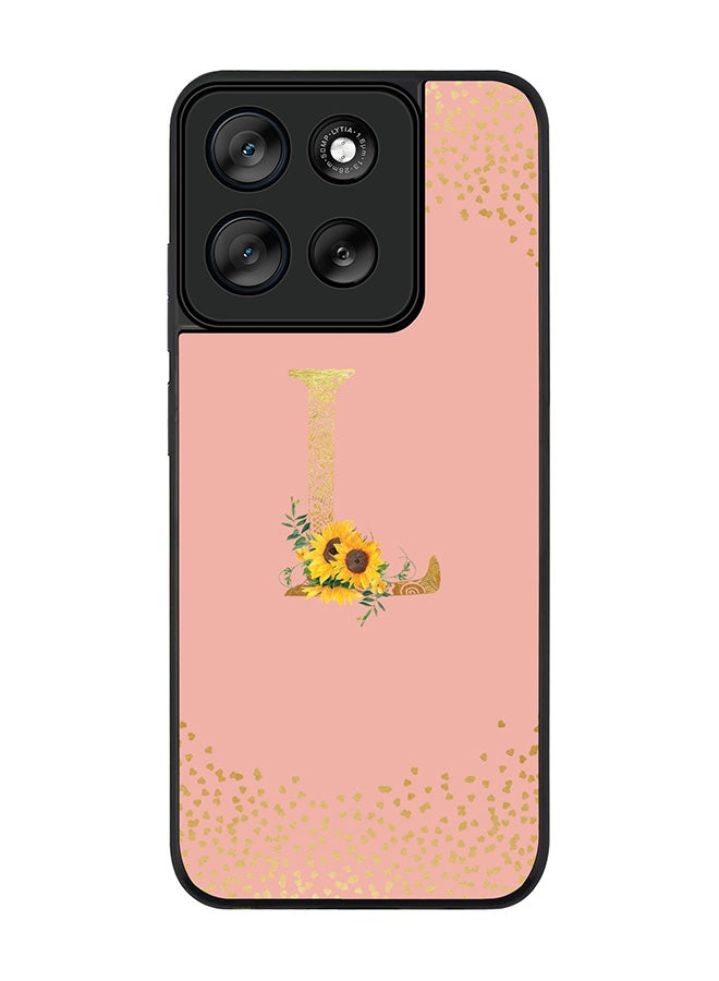 Stylizedd For Motorola Moto G56 Case,Slim fit Camera Protection, Shockproof Thin Phone cover  - Custom Floral Monogram - L  (Rose Pink ) - Image 1