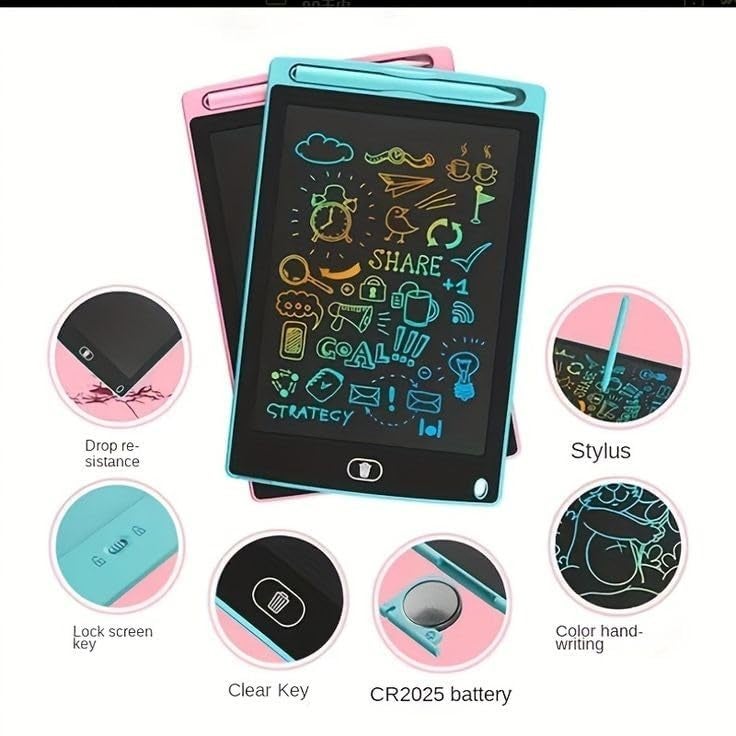 BIGJANE LCD Writing Tablet Drawing Board 12 Inch Colorful Girls Toys Christmas Birthday Gift for 3 4 5 6 7 Year Old Girls Erasable Drawing Tablet Doodle Board Toddler Learning Toys for Girls Age 3+ (Sky) - Image 1