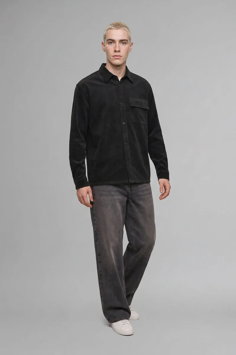 Defacto Boxy Fit Shirt Collar Cotton Long Sleeve Shirt