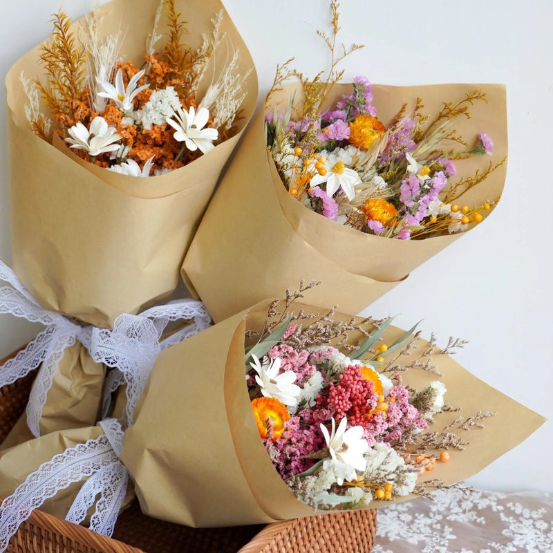 Bluejw Boho Wedding Bouquet - Dried Flower Bundle with Pampas Grass & Burnt Bridal Accents - Mini Real Natural Dried Plants for Rustic Bridal Shower Decor - Image 2