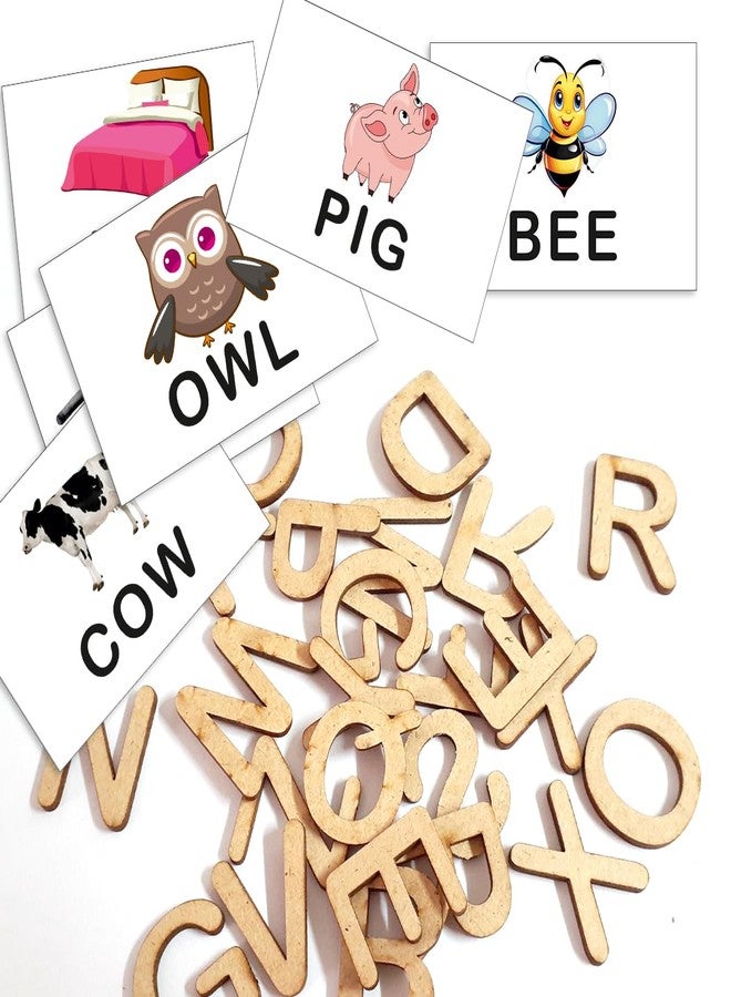 Tokyodo Word Making Game - Educational Flashcard & Alphabet Cutouts for Kids | Fun Spelling Puzzle Toy (3 Set Capital Alphabets Cutout & Flashcard with 3 Words Spelling) - Image 1