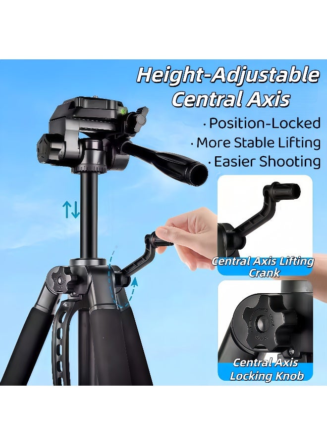 XiuWoo Portable Metal Tripod - 140cm Foldable Stand - 360° Rotation - Mobile Phone Holder - Compatible with Projector, Selfie Stick Tripod,Extendable Tripod,for Travel, Vlog, Video and Photo, (Black) - Image 4
