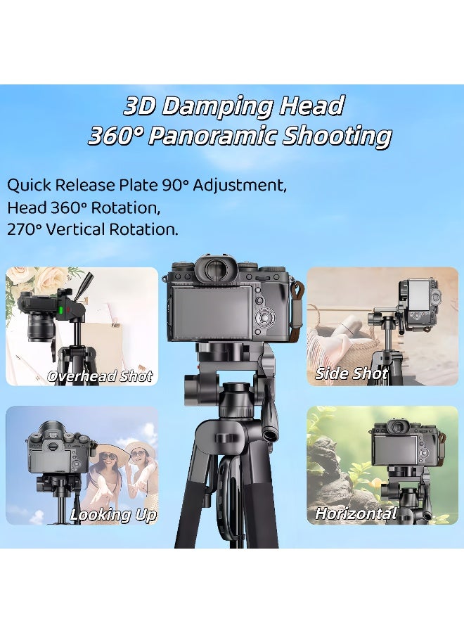 XiuWoo Portable Metal Tripod - 140cm Foldable Stand - 360° Rotation - Mobile Phone Holder - Compatible with Projector, Selfie Stick Tripod,Extendable Tripod,for Travel, Vlog, Video and Photo, (Black) - Image 5