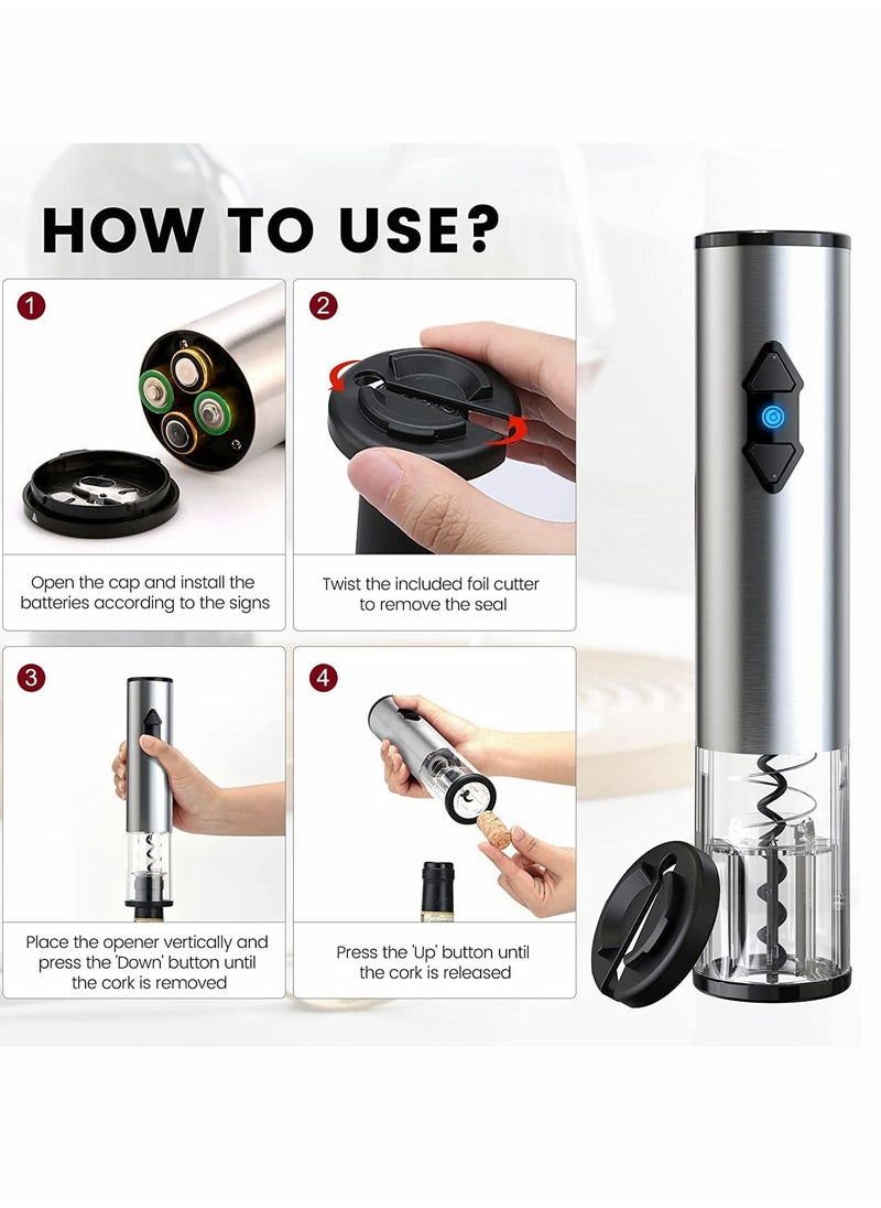 Excefore - Electric Bottle Opener, Bottle Cutter Kit, Battery Operated Corkscrew Cordless Bottle Opener Kits Professional Can Opener with Foil Cutter for Party Bar, Battery Powered - Image 1