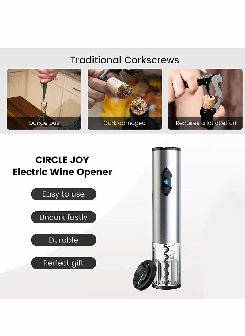 Excefore - Electric Bottle Opener, Bottle Cutter Kit, Battery Operated Corkscrew Cordless Bottle Opener Kits Professional Can Opener with Foil Cutter for Party Bar, Battery Powered - Image 1