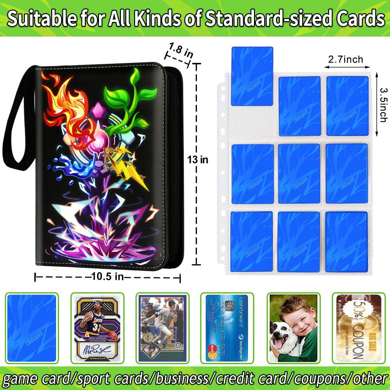 Minkeytal Card Binder for Cards, 9-Pocket Trading Card Binder with 50 Removable Sleeves Fits 900 Cards, Great Creative Design Card Collection Binder Album Gift for Boys Girls Aged 4 to 16 (900 Cards Purple) - Image 2