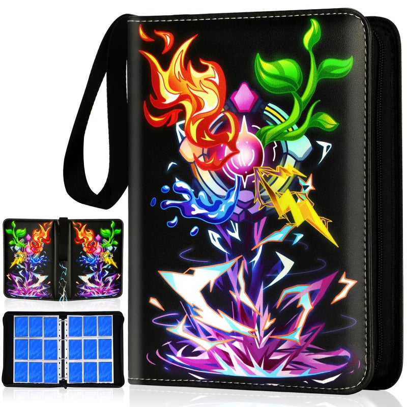 Minkeytal Card Binder for Cards, 9-Pocket Trading Card Binder with 50 Removable Sleeves Fits 900 Cards, Great Creative Design Card Collection Binder Album Gift for Boys Girls Aged 4 to 16 (900 Cards Purple) - Image 1