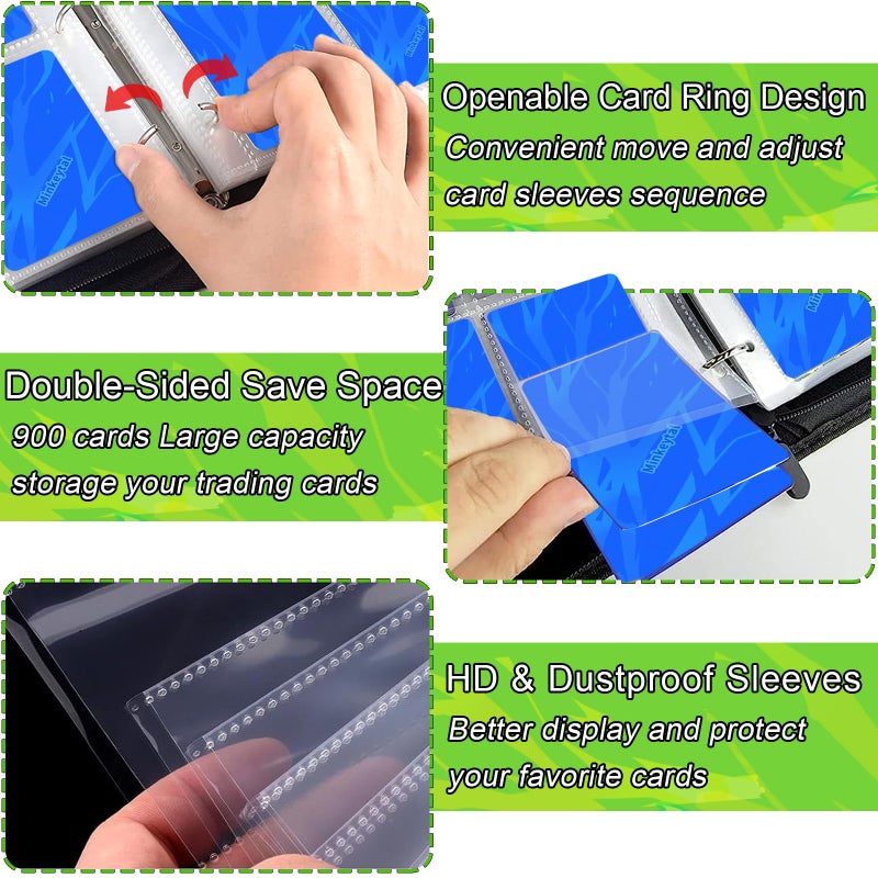Minkeytal Card Binder for Cards, 9-Pocket Trading Card Binder with 50 Removable Sleeves Fits 900 Cards, Great Creative Design Card Collection Binder Album Gift for Boys Girls Aged 4 to 16 (900 Cards Purple) - Image 4