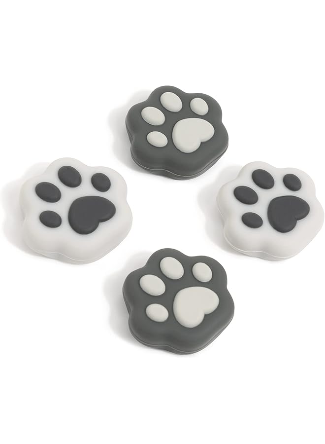 GEEKSHARE Cat Paw Thumb Grip Caps Compatible With Switch & Switch Lite Only Soft Silicone Joystick Cover 4Pics (Grey) - Image 1