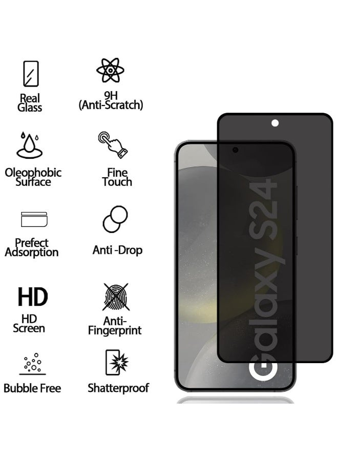 DUSALA Samsung Galaxy S24 Privacy Glass Screen Protector Anti-Spy Tempered Glass Film Scratch Resistant Bubble Free Glass Screen Protector - Image 2