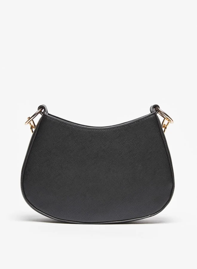 Flora Bella By Shoexpress Textured Shoulder Bag with Chain Strap and Zip Closure