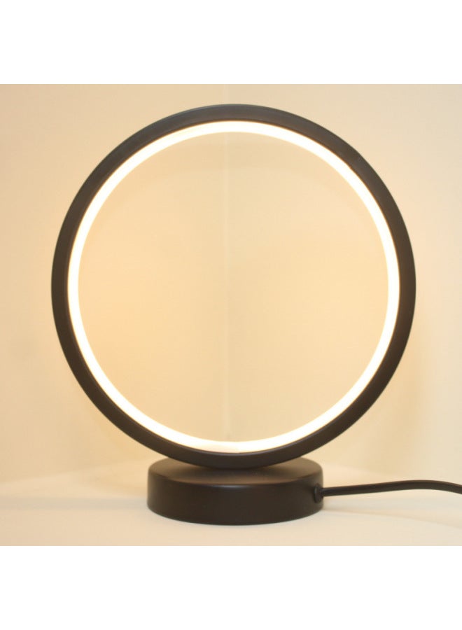 Nordic Creative Ring Led Lamp Stepless Dimming Night Light Energy-saving Eye Protection Dormitory Fill Light Diy Handmade-Specification:20cm Black Circle-lotus-【usb Interface】 White Light 【mild Style】  - Image 4
