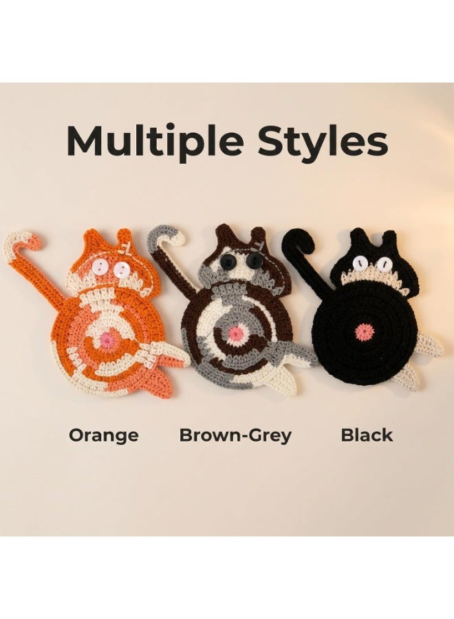 Cat Gifts for Cat Lovers ， Cat Coaster Woven ，Creative Cute Cat Coaster Insulation Coaster Coffee and Tea Coaster Desktop Gifts （3PCS ） - Image 4