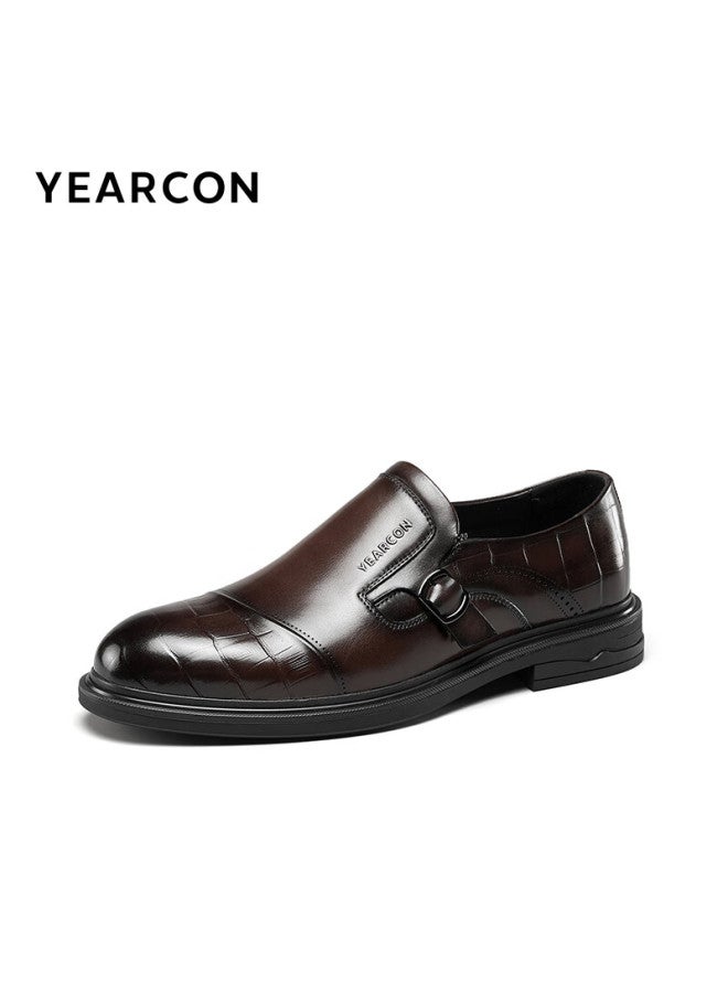YEARCON Yierkang Men's Business Formal Suit Leather Shoes British Style Single Shoes Groom Wedding Shoes 54277w Brown Size 41 - Image 3