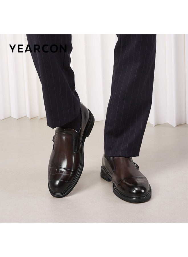 YEARCON Yierkang Men's Business Formal Suit Leather Shoes British Style Single Shoes Groom Wedding Shoes 54277w Brown Size 41 - Image 2