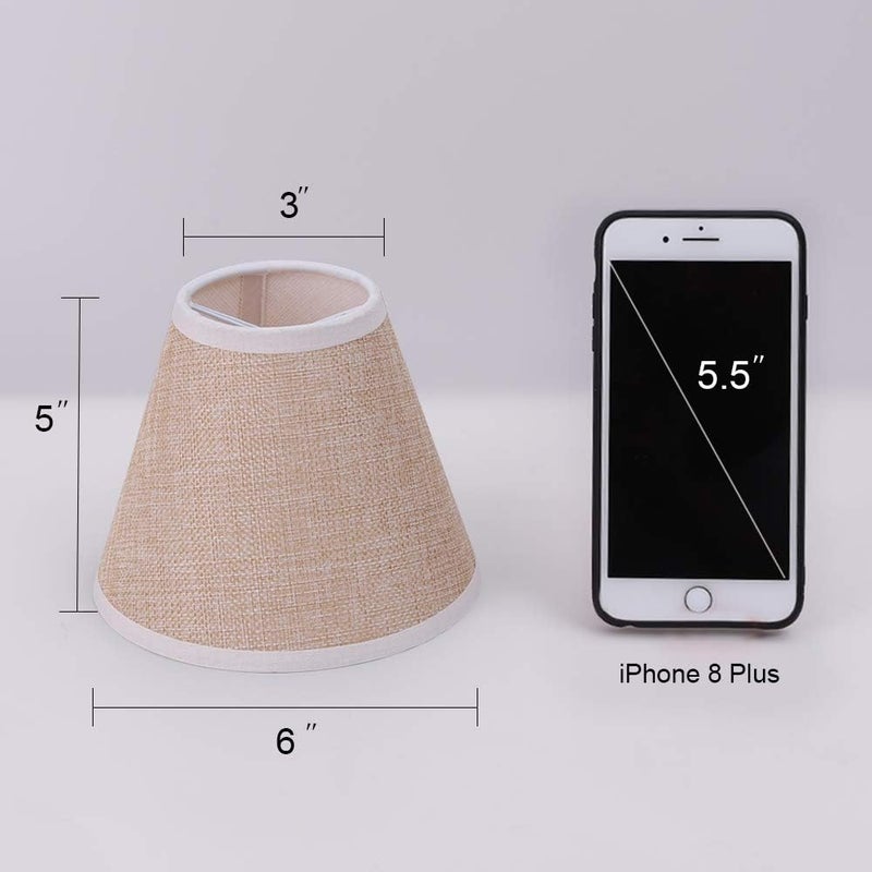 Wellmet Small Lamp Shade,ONLY for Candle Bulbs,Clip-on Drum Lamp Shades,Set of 6, 3" X 6" X 5", Linen - Image 3