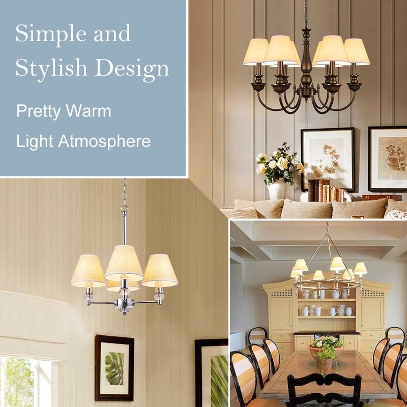 Wellmet Small Lamp Shade,ONLY for Candle Bulbs,Clip-on Drum Lamp Shades,Set of 6, 3" X 6" X 5", Linen - Image 5