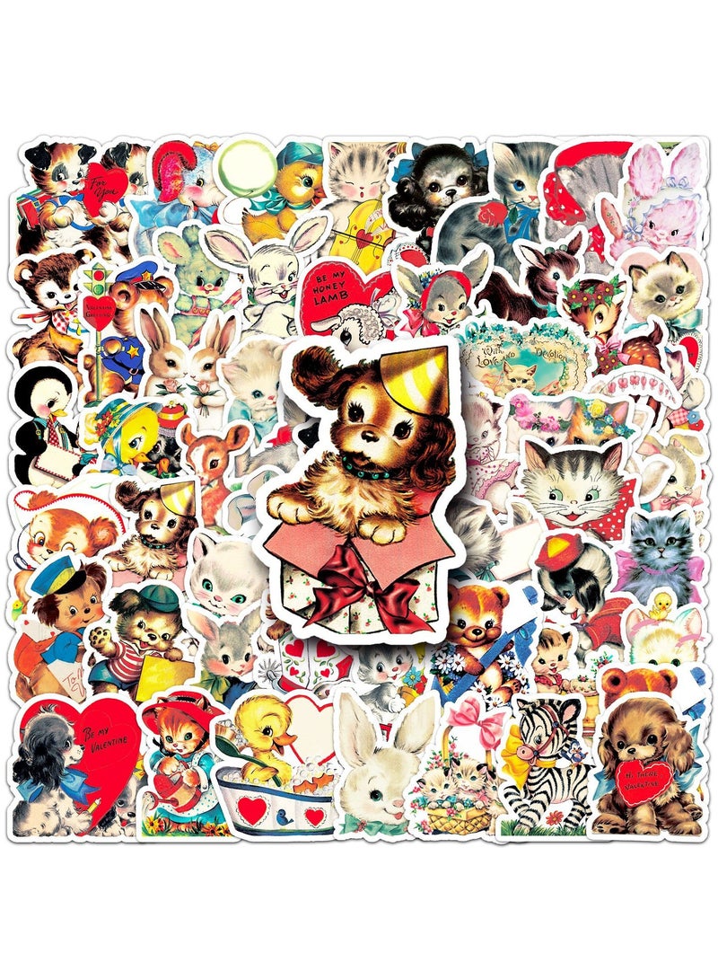 قوس قزح أورينبو 66 قطعة من ملصقات الرسوم المتحركة الرجعية اللطيفة للبالغين والأطفال ديكورات حفلات الكمبيوتر المحمول ملصقات الحيوانات لمستلزمات الحفلات العتيقة ملصقات الفينيل المقاومة للماء - Image 1