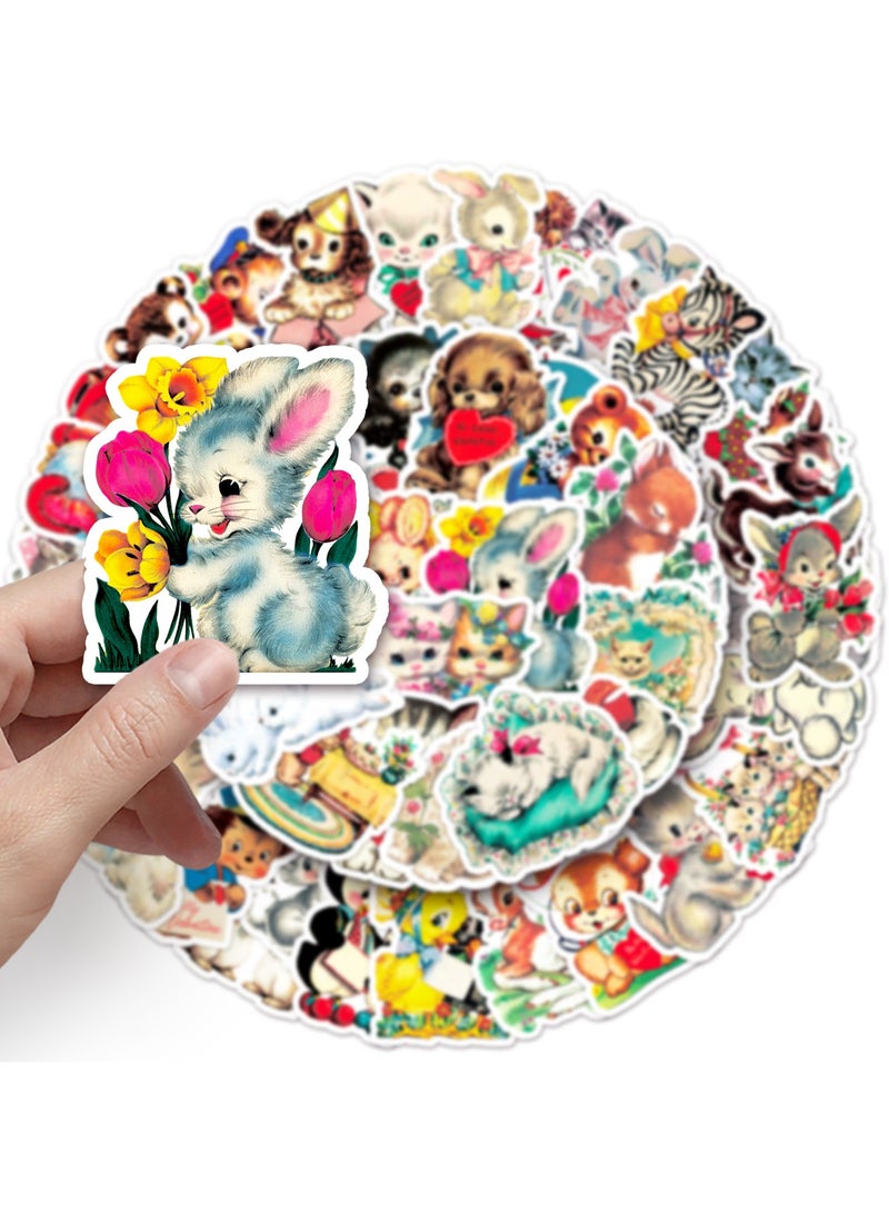 قوس قزح أورينبو 66 قطعة من ملصقات الرسوم المتحركة الرجعية اللطيفة للبالغين والأطفال ديكورات حفلات الكمبيوتر المحمول ملصقات الحيوانات لمستلزمات الحفلات العتيقة ملصقات الفينيل المقاومة للماء - Image 2