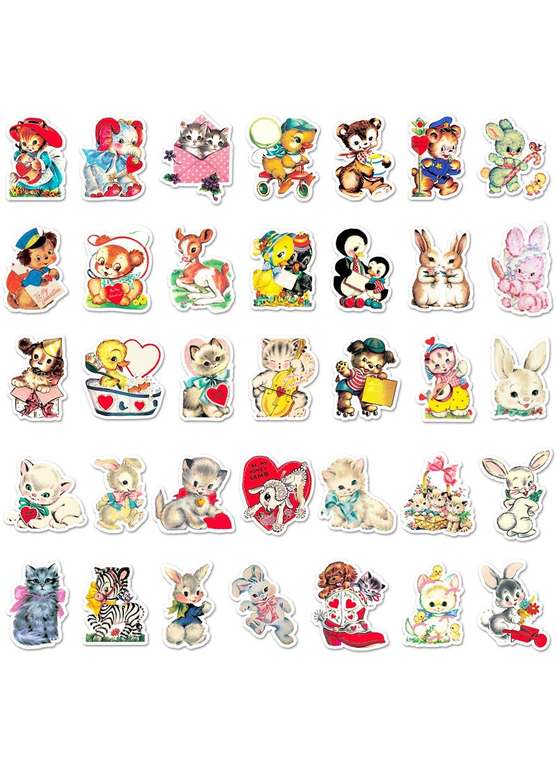 قوس قزح أورينبو 66 قطعة من ملصقات الرسوم المتحركة الرجعية اللطيفة للبالغين والأطفال ديكورات حفلات الكمبيوتر المحمول ملصقات الحيوانات لمستلزمات الحفلات العتيقة ملصقات الفينيل المقاومة للماء - Image 4