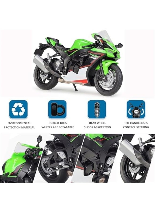 1/12 Scale 2021 Ninja ZX-10R Motorcycle Model Die cast Metal with Plastic Parts (Green) - Image 4