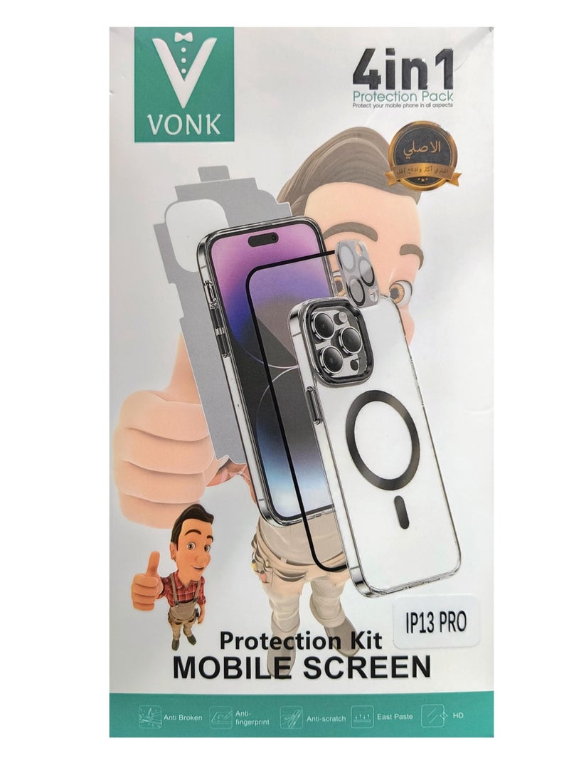 Vonk - Protection Package (4in1) MagSafe Transparent Magnetic Case for iPhone 13 Pro with Screen Protector, Full Back Protection and Camera Lens Protector, Complete Coverage Set for Apple iPhone 13 Pro - Image 1