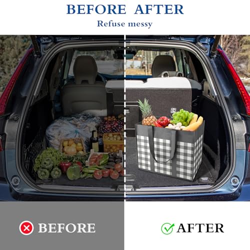 WISELIFE حقائب تسوق قابلة لإعادة الاستخدام من WISELIFE 10 حزمة حقائب توت كبيرة قابلة للطي، مقبض طويل للتسوق والمواد الغذائية والملابس (مربعات A) - Image 4