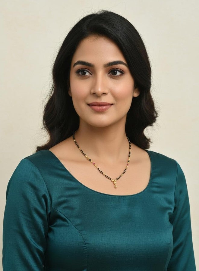 JHB Multy colour Necklace Black Beads Mangalsutra/Tanmaniya/Nallapusalu/Mangalsutr for Women - Image 4