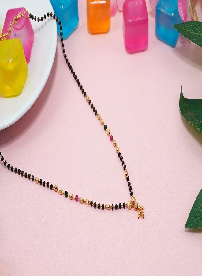 JHB Multy colour Necklace Black Beads Mangalsutra/Tanmaniya/Nallapusalu/Mangalsutr for Women - Image 3
