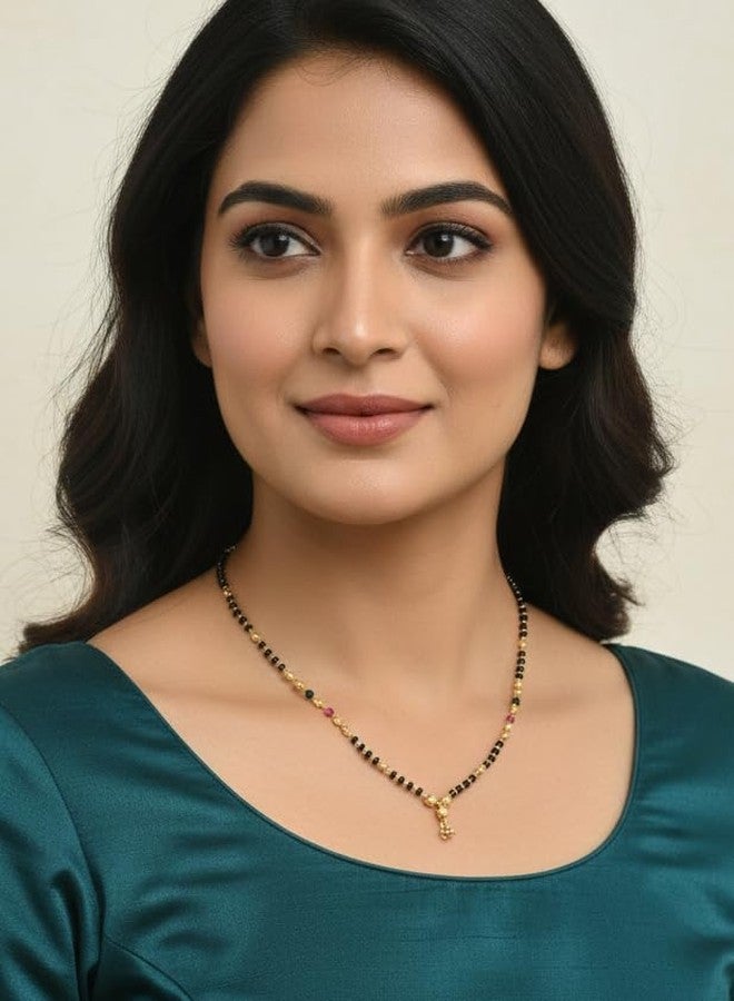 JHB Multy colour Necklace Black Beads Mangalsutra/Tanmaniya/Nallapusalu/Mangalsutr for Women - Image 2
