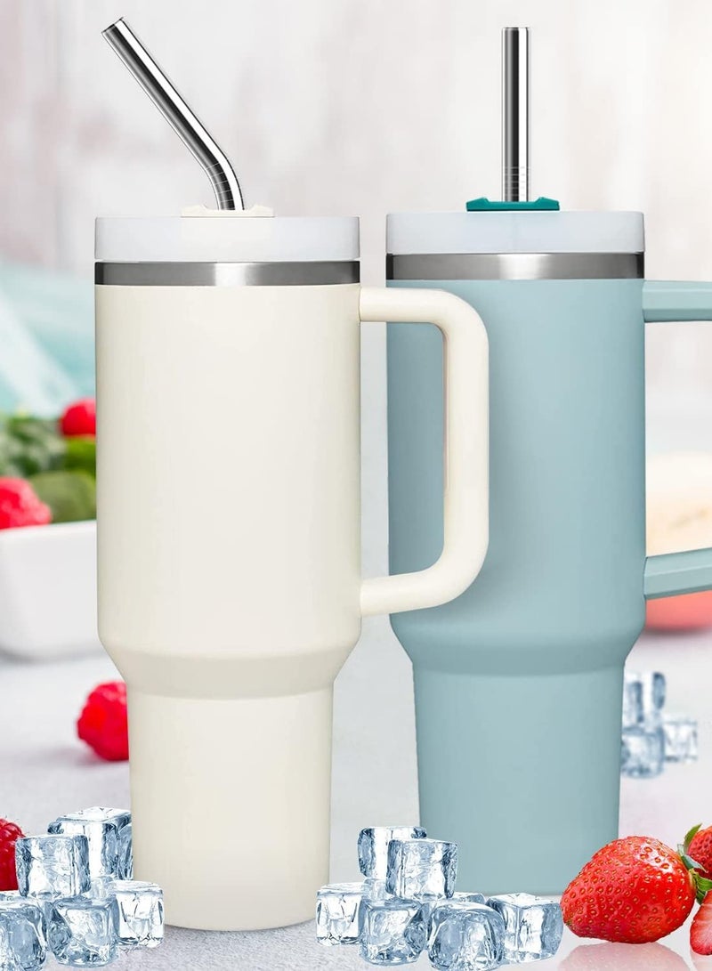 2-Pack Reusable Stainless Steel Metal Straws with Case - Stanley Long Drinking Straws for 40 oz and 30 oz Tumblers Yeti Dishwasher Safe  - Image 2