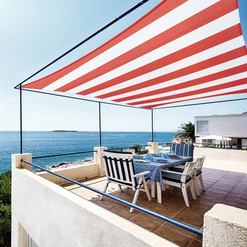 ColourTree 8' x 12' USA American Flag Red White Rectangle Sun Shade Sail Canopy Awning Shelter Fabric Cloth - UV Block - Image 2