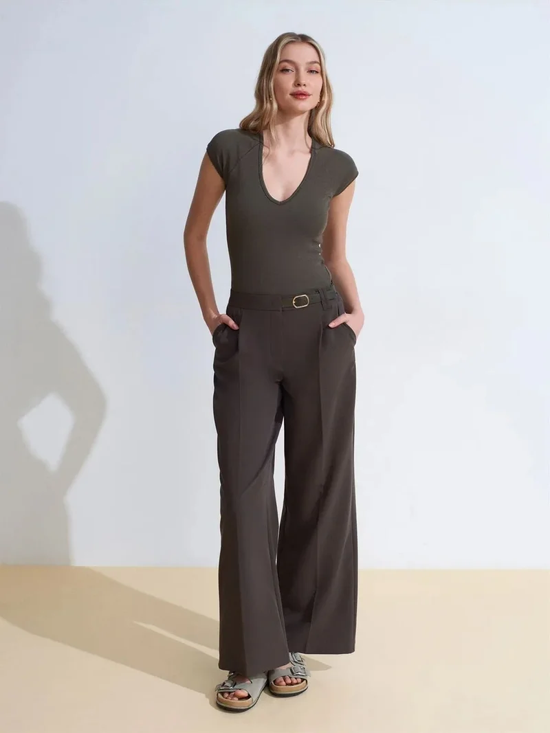 ديلفين DILVIN Slim Fit Crop Jersey Top
