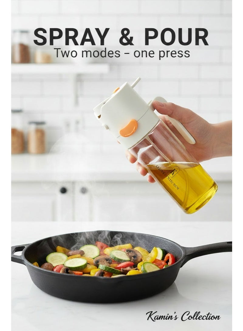 Kamins Collection Multifunctional spray and pour integrated glass oil bottle with automatic opening and closing, suitable for household kitchens - Image 1
