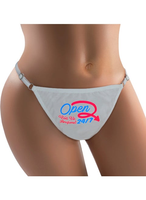 - Open 24/7 Retro - Neon Design Printed Cotton Adjustable G-String, Thong, Women's Underwear