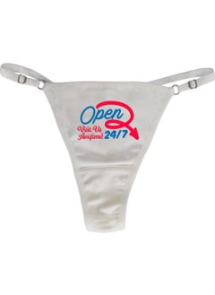 Ebsem - Open 24/7 Retro - Neon Design Printed Cotton Adjustable G-String, Thong, Women's Underwear  - Image 2