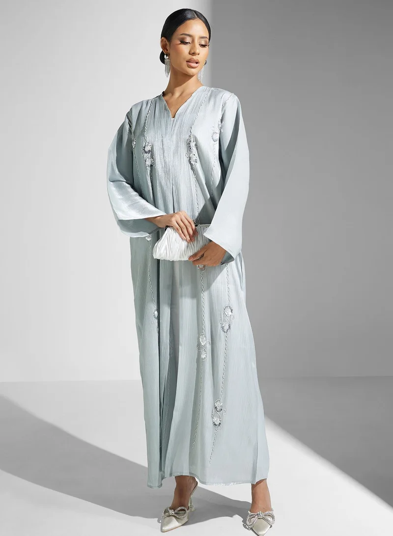 Khizana Shimmer Abaya With Embellishment With Sheila