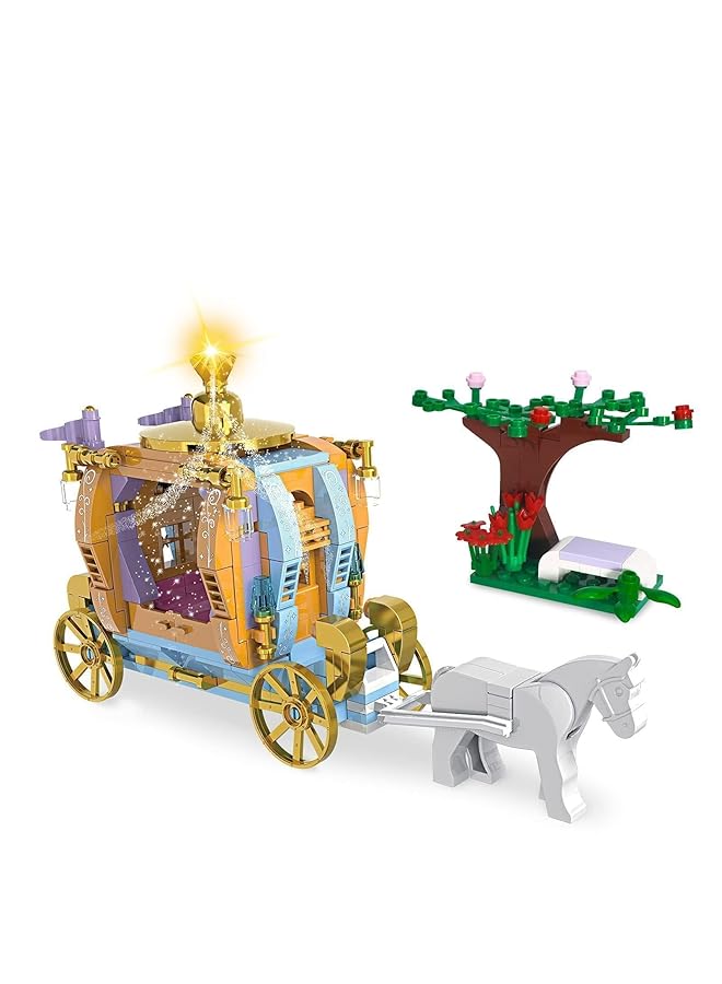 X spring Princess Building Toys 311Pcs Fairy Tale Castle Construction Set With Carriage And Horse Dream Pumpkin Royal Carriage Set Creative Educational Toy For Girls Age 6 12 Years Old - Image 1