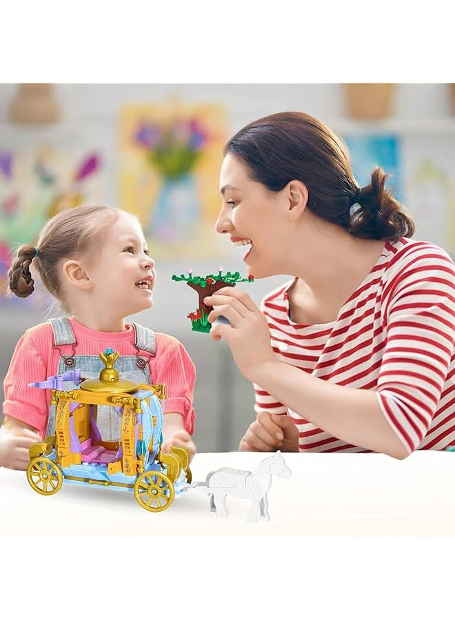 X spring Princess Building Toys 311Pcs Fairy Tale Castle Construction Set With Carriage And Horse Dream Pumpkin Royal Carriage Set Creative Educational Toy For Girls Age 6 12 Years Old - Image 5