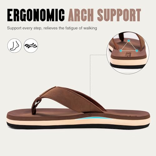 FITORY Men's Flip-Flops, Thongs Sandals Comfort Slippers for Beach Tan Size 7 - Image 3