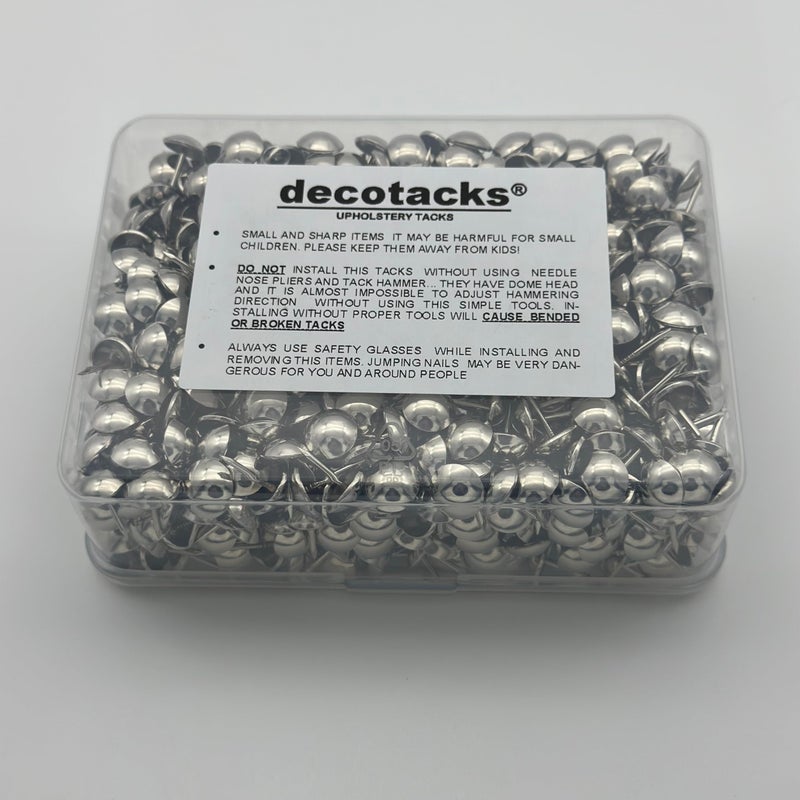 decotacksÂ® Silver Finish Upholstery Nails/Tacks 7/16in - 500 Pcs [Nickel/Silver Finish] DX0511-500 - Image 3