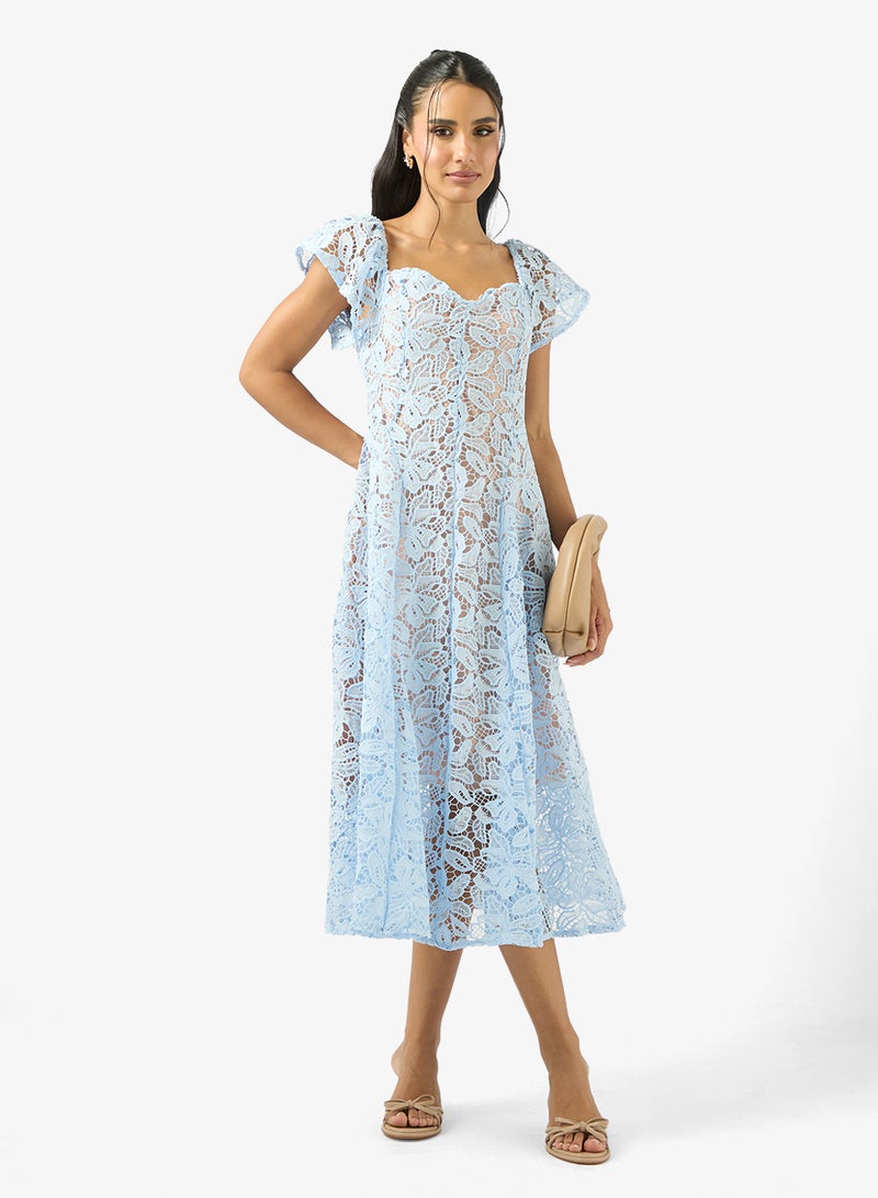 Ginger Lace Detail Sweetheart Neckline Midi Dress - Image 4