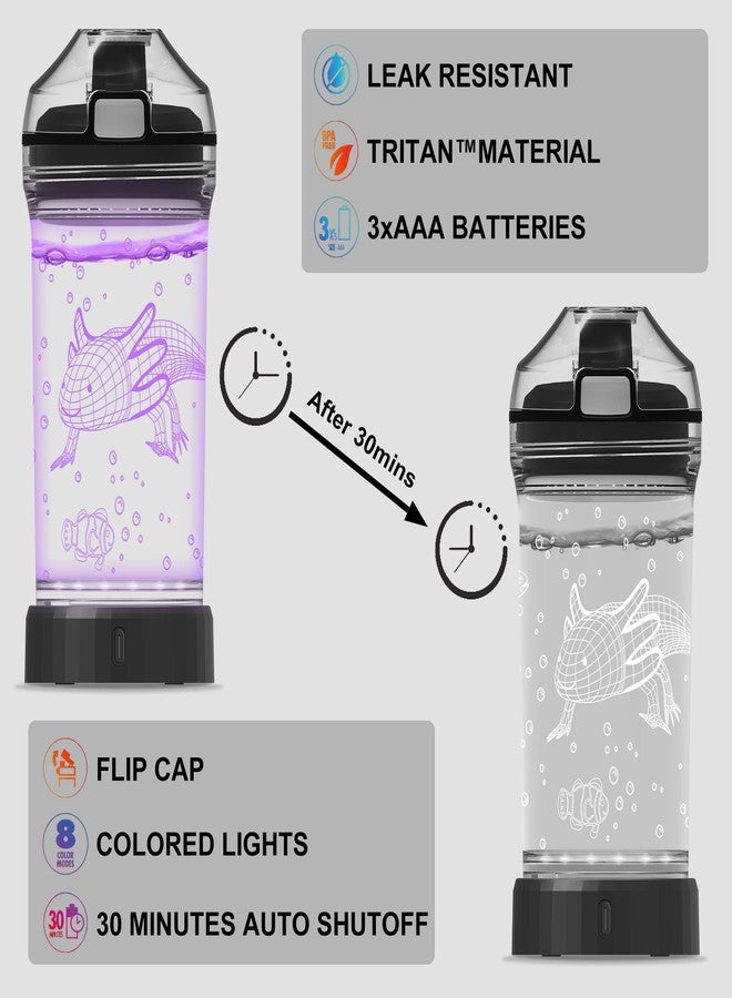 Ammonite Axolotl Water Bottle with 3D Glowing LED Light - 14 OZ Tritan BPA Free - Creative Ideal Travel Cup Gift for School Kid Boy Child Gamer Holiday Camping Picnic - Image 3