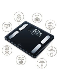 Beurer BF 410 - Black Signature Line Diagnostic Scale – Advanced Body Analysis for Up to 10 People | Large LCD Display | 200 kg Capacity  - Image 2