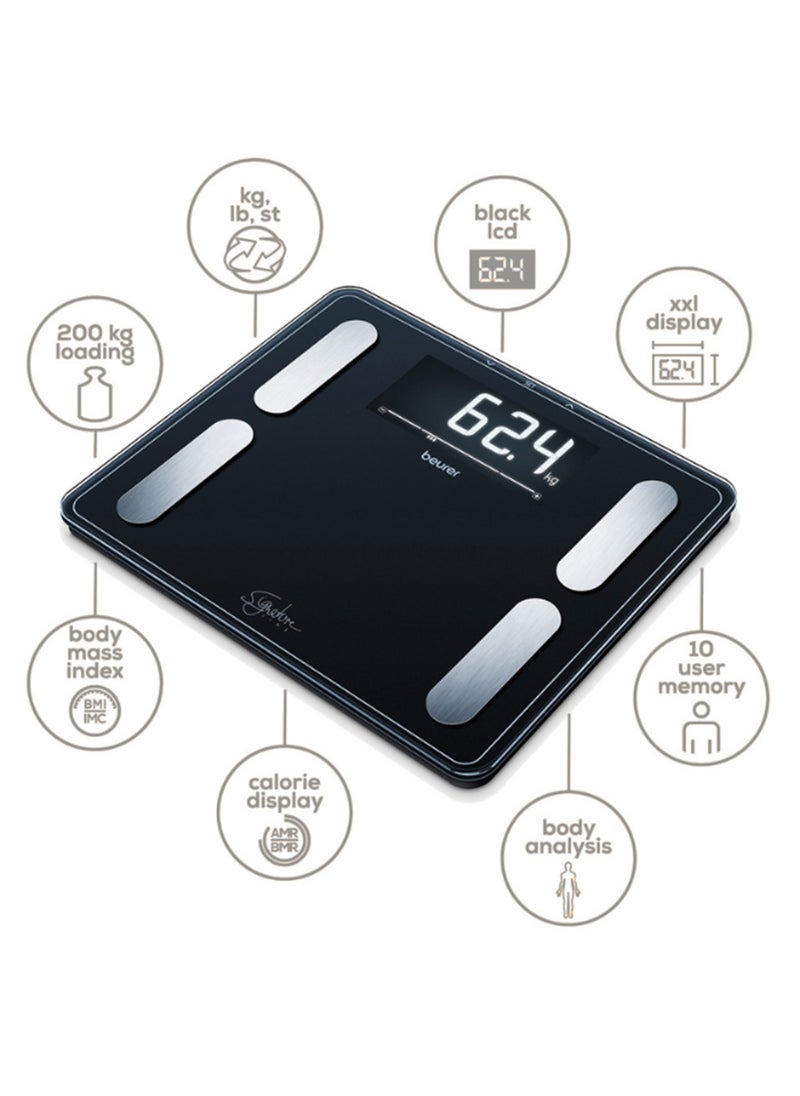 Beurer BF 410 - Black Signature Line Diagnostic Scale – Advanced Body Analysis for Up to 10 People | Large LCD Display | 200 kg Capacity  - Image 2
