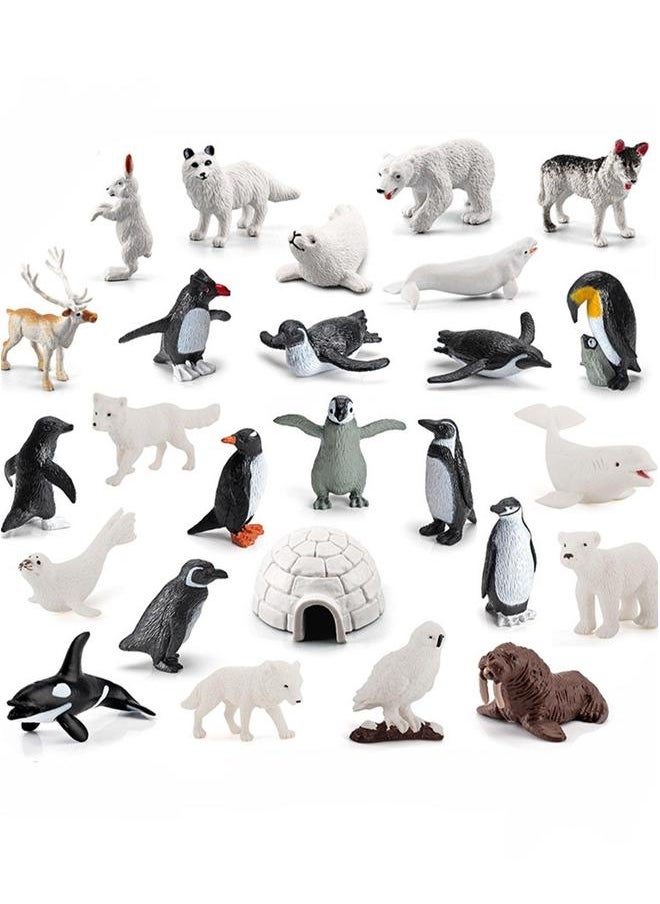 Generic Simulation Penguin White Fox Polar Bear Seal Whale Husky Reindeer Animal Model Static Ornaments 26 Pieces Set  - Image 1